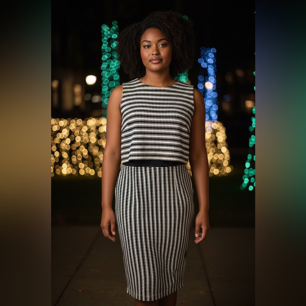 Bisou Bisou Black and White Striped Dress